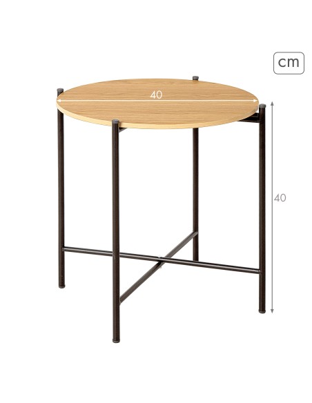 Max Home Mesa auxiliar redonda madera D40x40 cm