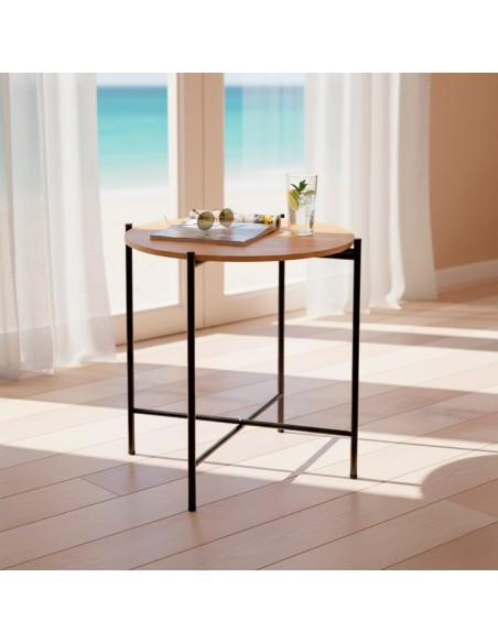 Max Home Mesa auxiliar redonda madera D40x40 cm