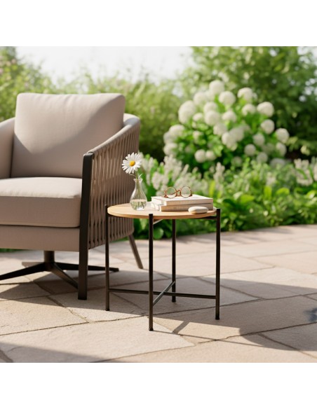 Max Home Mesa auxiliar redonda madera D40x40 cm