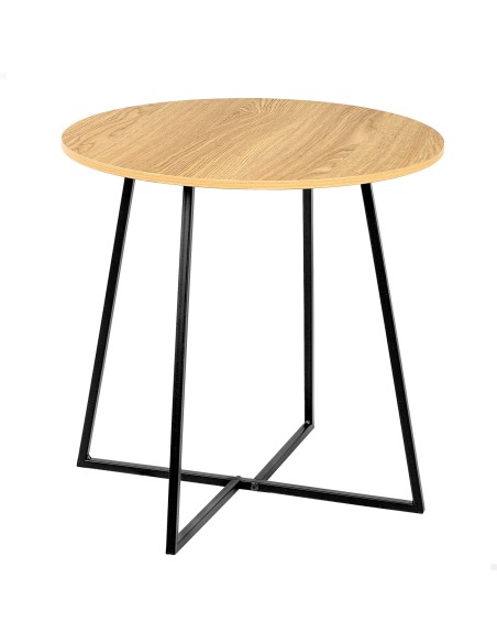 Max Home Mesa auxiliar redonda madera y metal D40x40 cm