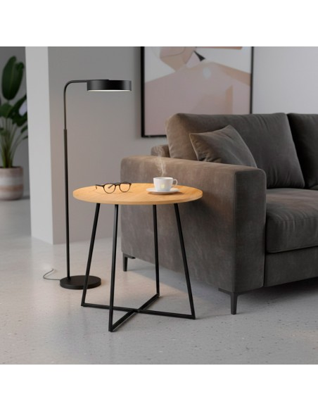Max Home Mesa auxiliar redonda madera y metal D40x40 cm
