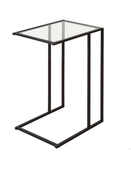 Max Home Mesa auxiliar sofá metal y cristal 40x30x59 cm