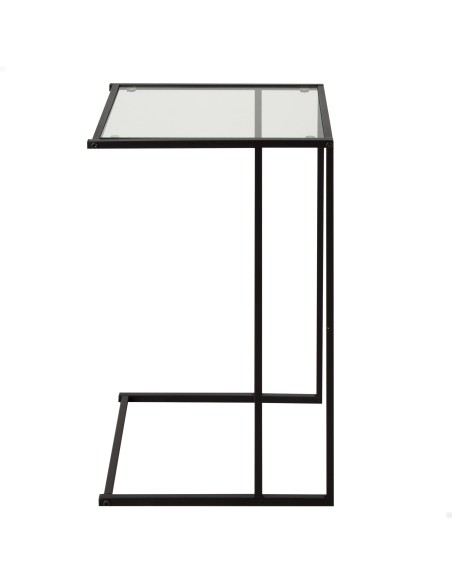 Max Home Mesa auxiliar sofá metal y cristal 40x30x59 cm