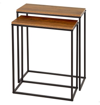 Max Home Set 2 mesas auxiliares metal y madera 50x25x60cm...
