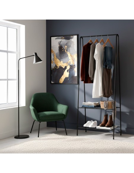 Max Home Burro ropa fijo 60x35x151 cm con dos estantes de rejilla