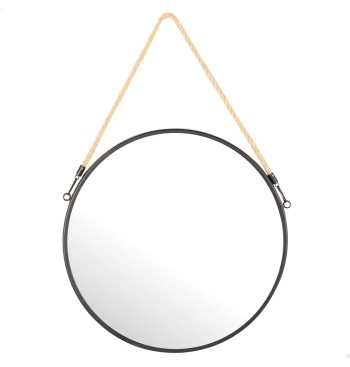 Max Home Espejo pared redondo D55 con marco metal y cuerda