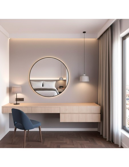 Max Home Espejo pared redondo D70 con marco metal