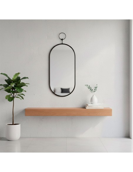 Max Home Espejo pared ovalado 25x50 cm con marco y enganche metal