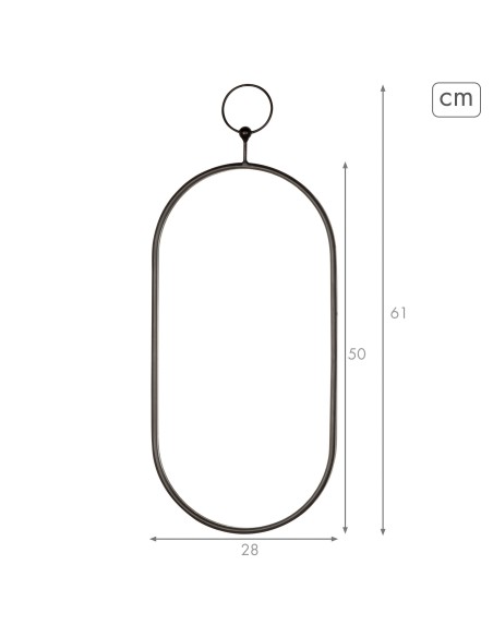 Max Home Espejo pared ovalado 25x50 cm con marco y enganche metal