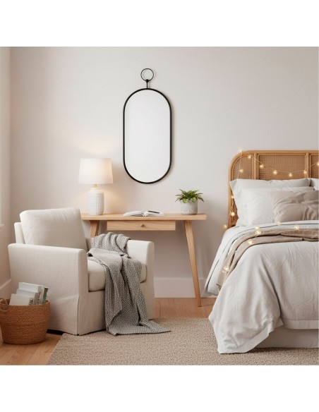 Max Home Espejo pared ovalado 25x50 cm con marco y enganche metal