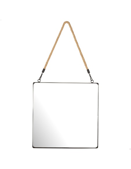 Max Home Espejo pared cuadrado 40x40 cm con marco metal y cuerda
