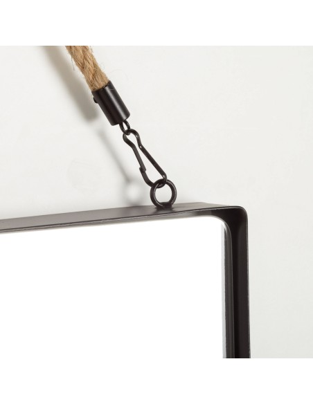 Max Home Espejo pared cuadrado 40x40 cm con marco metal y cuerda