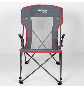 Silla plegable camping antivuelco gris con reposabrazos... 2