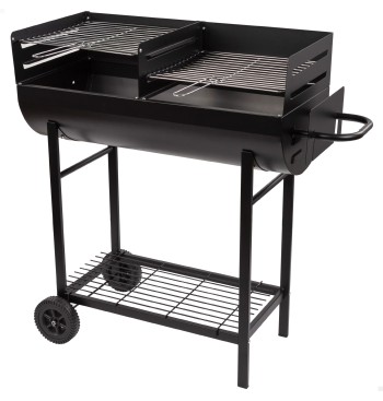 Barbacoa carbón portátil con doble parrilla y asa