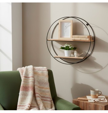 Max Home Estantería pared madera redonda 2 estantes... 2