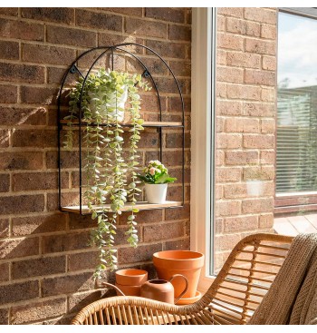 Max Home Estantería pared madera arco 2 estantes 35x10x45 cm 2