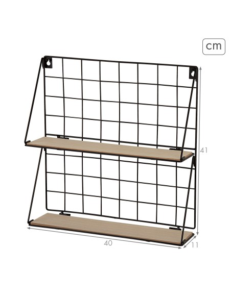 Max Home Estantería pared madera 2 estantes 40x11x41 cm