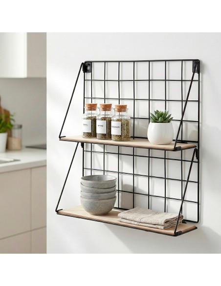 Max Home Estantería pared madera 2 estantes 40x11x41 cm