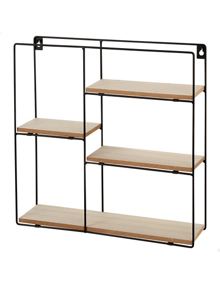 Max Home Estantería pared madera asimétrica 4 estantes 40x10x40 cm