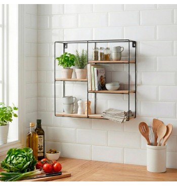 Max Home Estantería pared madera asimétrica 4 estantes... 2