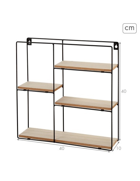 Max Home Estantería pared madera asimétrica 4 estantes 40x10x40 cm