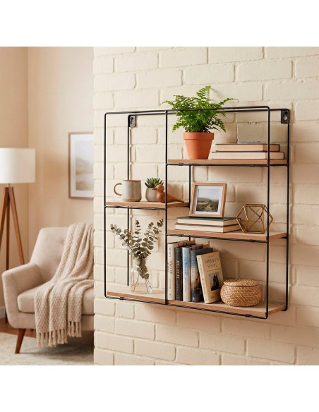 Max Home Estantería pared madera asimétrica 4 estantes 40x10x40 cm