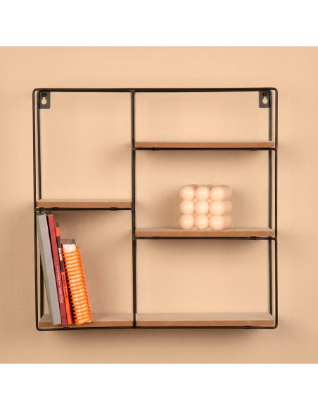 Max Home Estantería pared madera asimétrica 4 estantes 40x10x40 cm