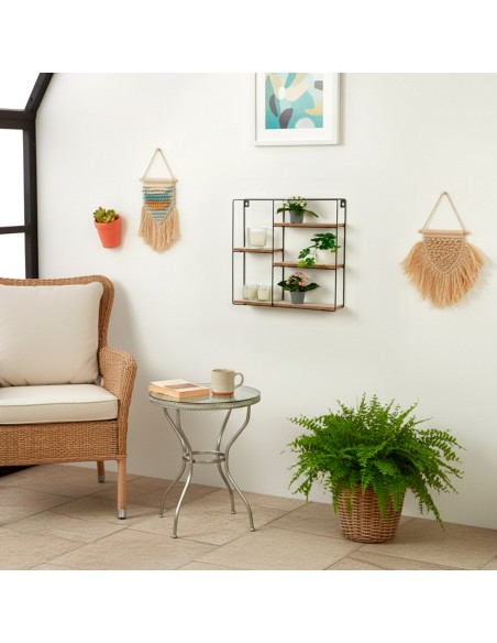 Max Home Estantería pared madera asimétrica 4 estantes 40x10x40 cm