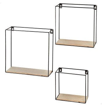 Max Home Set 3 estanterías pared madera cuadradas de...