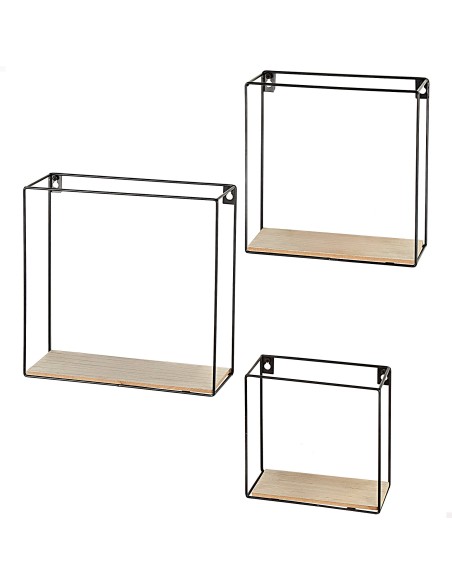 Max Home Set 3 estanterías pared madera cuadradas de varias medidas