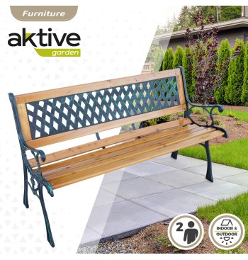 Banco de jardín de madera hierro 2 personas 2