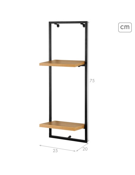 Max Home Estantería pared madera 2 estantes 25x20x75 cm