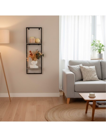 Max Home Estantería pared efecto cemento 2 estantes 25x20x75 cm