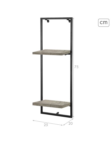Max Home Estantería pared efecto cemento 2 estantes 25x20x75 cm
