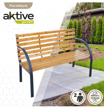 Banco de jardín de madera clara 2 personas 2