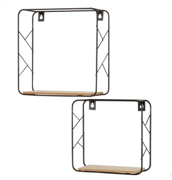 Max Home Set 2 estanterías pared madera cuadradas 1...