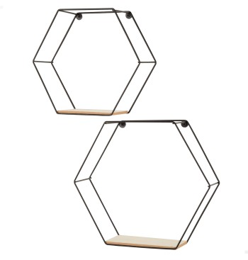 Max Home Set 2 estanterías pared madera hexagonales 1...