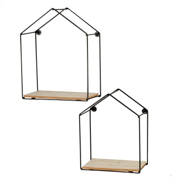 Max Home Set 2 estanterías pared madera pentagonales 1...