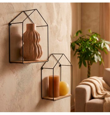 Max Home Set 2 estanterías pared madera pentagonales 1... 2