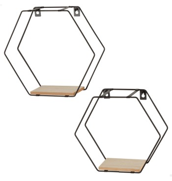Max Home Set 2 estanterías pared madera hexagonales 1...