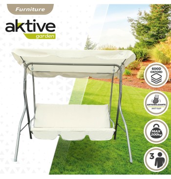 Balancín para jardín marfil con toldo inclinable 3 plazas... 2