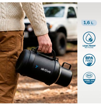 Botella térmica 1,6 L inox tapón rosca antifugas... 2