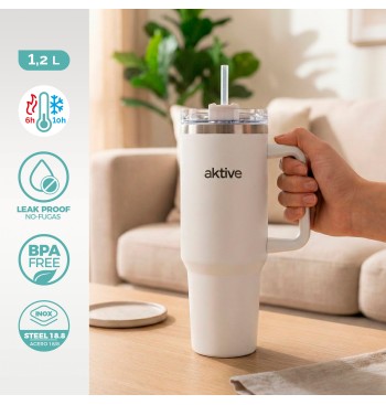 Vaso térmico blanco 1,2 L inox tapa rosca 3 posiciones... 2
