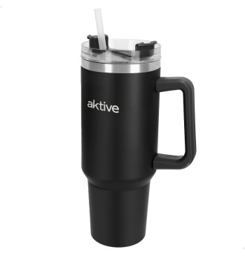 Vaso térmico negro 1,2 L inox tapa rosca 3 posiciones con...