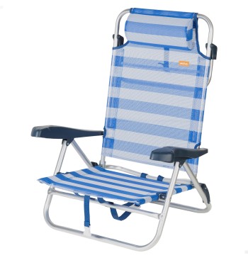 Silla de playa plegable y reclinable 8 posiciones a rayas...