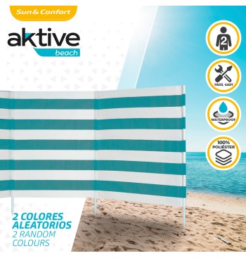 Paravientos de playa en poliéster con mástil de acero Beach 2