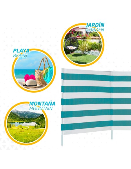Paravientos de playa en poliéster con mástil de acero Beach