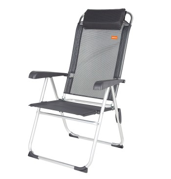 Silla plegable camping multiposición gris oscuro con cojín