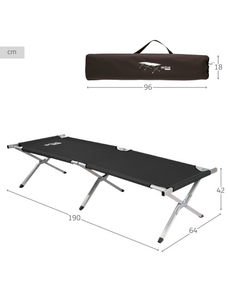 Cama plegable camping negro