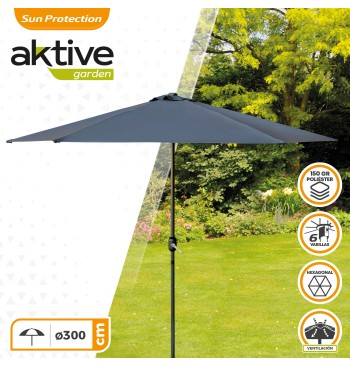 Parasol hexagonal Ø300 cm color antracita mástil aluminio 2